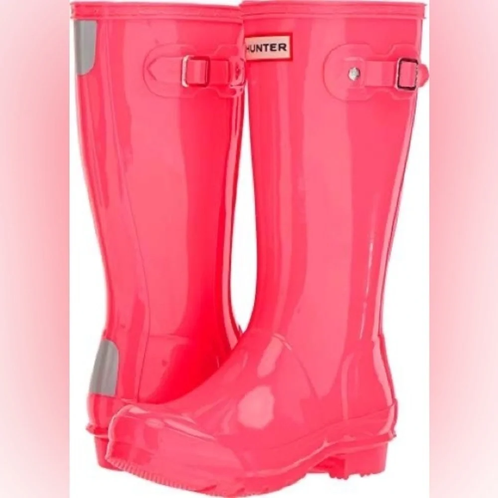 Hunter The Original Kids Gloss Wellington Rain Boot Pink Youth Kids